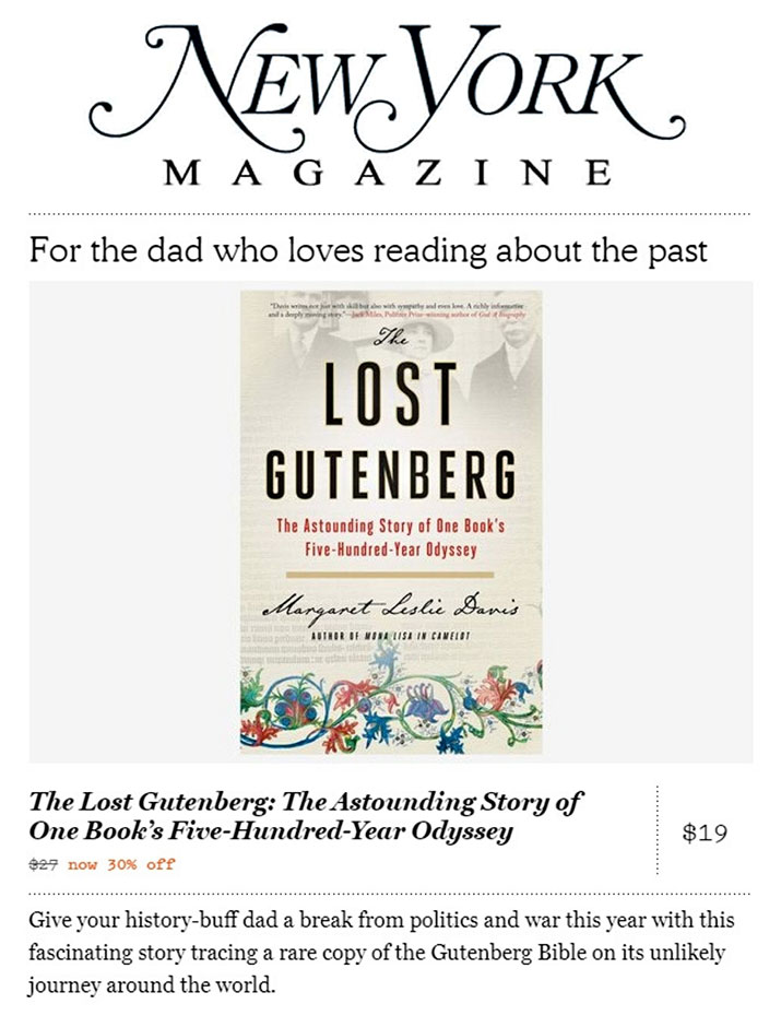 New York Magazine book review, The Lost Gutenberg